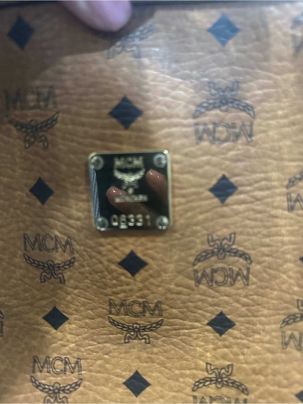 MCM Cognac Logo Tote with Burgundy & Brown Straps - Picture 3 of 6